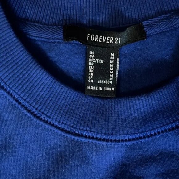Forever 21 blue "Whatever" short sleeve oversize sweatshirt size medium - Picture 2 of 3